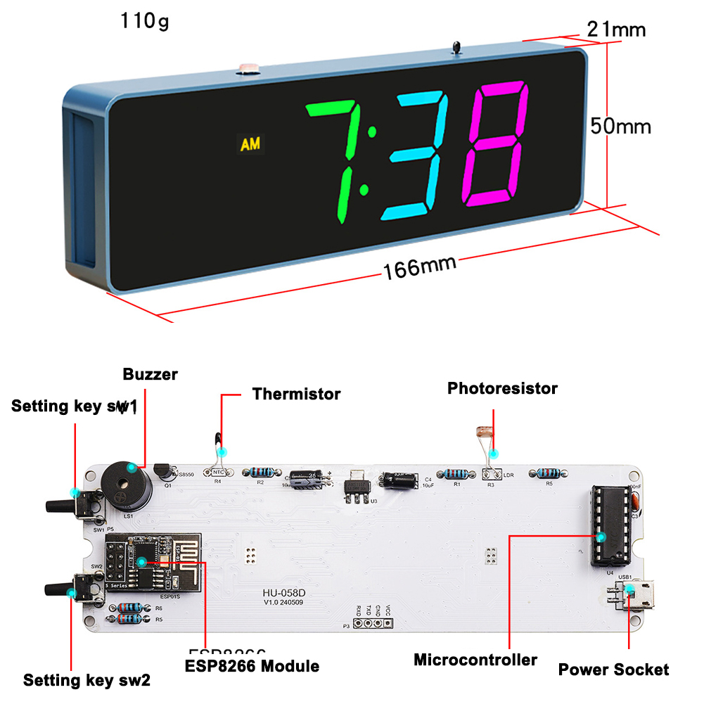 ESP8266 IoT Colorful WiFi Cloc - Esp8266 ulasan dan harga